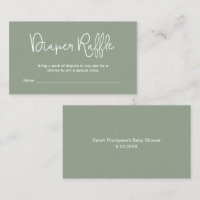 Modern Baby Shower Sage Green Diaper Raffle