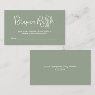 Modern Baby Shower Sage Green Diaper Raffle Enclosure Card