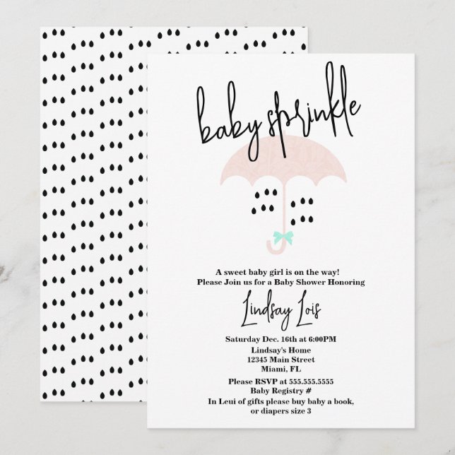 Modern Baby Shower Sprinkle Pink Teal Invitation (Front/Back)