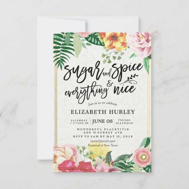 Modern Baby Shower Sugar & Spice & Everything Nice Invitation (Front)
