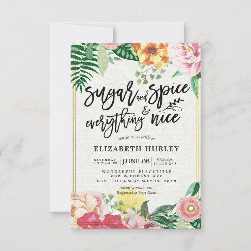 Modern Baby Shower Sugar  Spice  Everything Nice Invitation