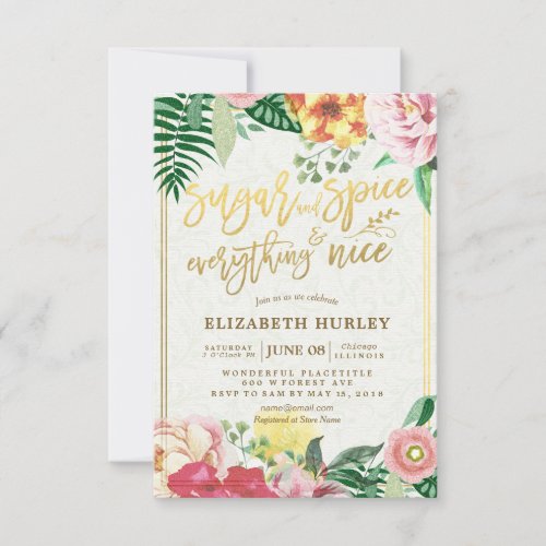 Modern Baby Shower Sugar  Spice  Everything Nice Invitation