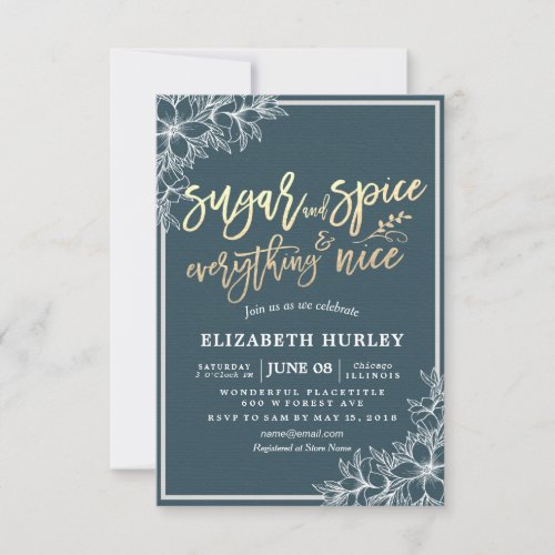 Modern Baby Shower Sugar  Spice  Everything Nice Invitation