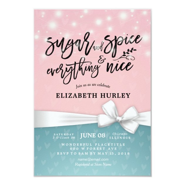 sugar and spice baby shower invitations