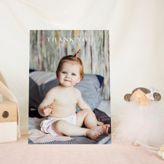 Modern Baby Shower Thank You One Photo Card (Creator Uploaded)