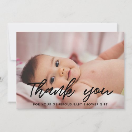 Modern baby shower thank you photo card