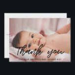 Modern baby shower thank you photo card<br><div class="desc">Modern and elegant baby shower thank you card. Fully customizable with your baby's picture,  name and other details. Editable colors and customizable dotted background.</div>