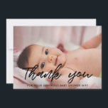 Modern baby shower thank you photo card<br><div class="desc">Modern and elegant baby shower thank you card. Fully customizable with your baby's picture,  name and other details. Editable colors and customizable dotted background.</div>