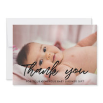 Modern baby shower thank you photo card