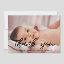 Modern baby shower thank you photo card