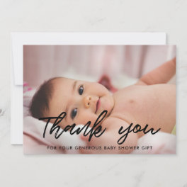 Modern baby shower thank you photo card
