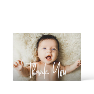 Modern baby shower thank you photo note