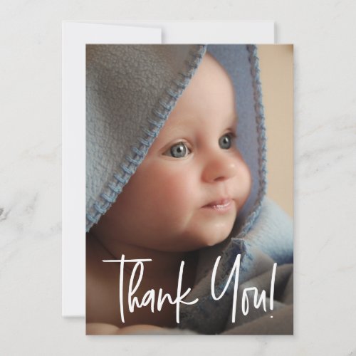 Modern Baby shower Thank You Vertical Baby Photo Announcement