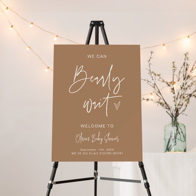 Modern Baby Shower Welcome Sign | Bear Baby Shower (In Situ (Stand))