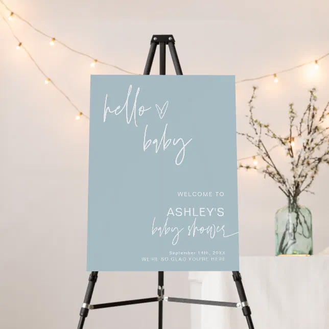 Modern Baby Shower Welcome Sign | Blue Boy Shower | Zazzle