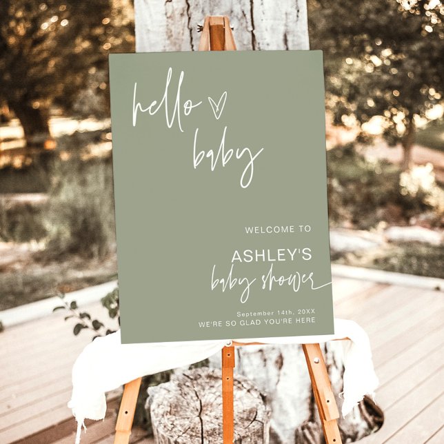 Modern Baby Shower Welcome Sign | Green Boy Shower (Creator Uploaded)