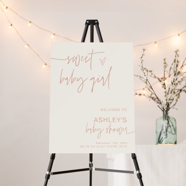 Modern Baby Shower Welcome Sign | Pink Girl Baby  (In Situ (Stand))