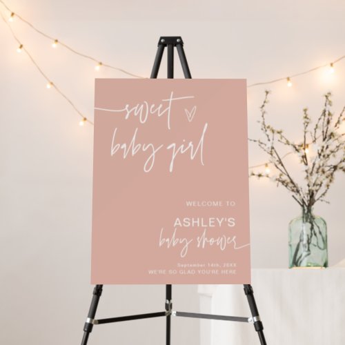 Modern Baby Shower Welcome Sign  Pink Girl Baby 