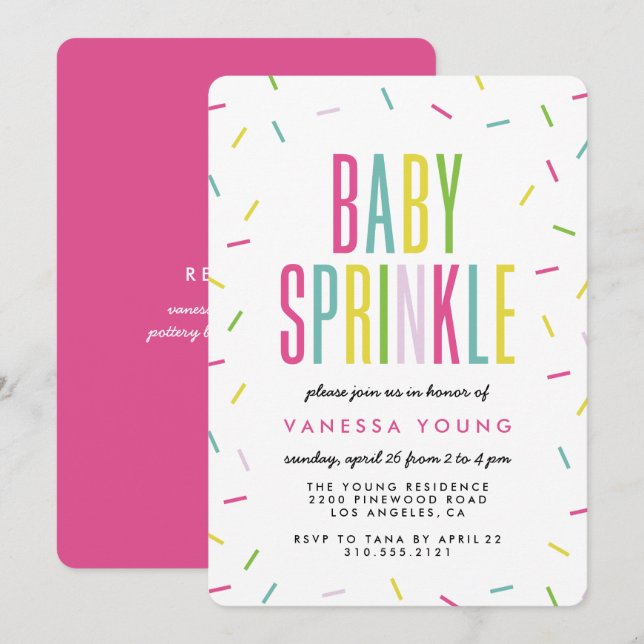 Modern Baby Sprinkle Shower Invitations (Front/Back)