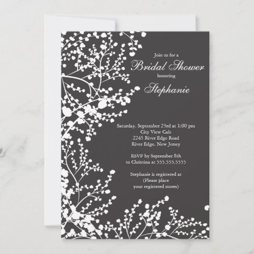 Modern Baby's Breath Floral Bridal Shower Custom Invite
