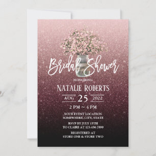 Modern Baby's Breath Jar Burgundy Bridal Shower Invitation