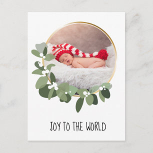 Modern Baby's first Christmas birth Announcement Postcard