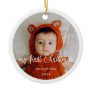 Modern Baby's first Christmas photo Ceramic Ornament