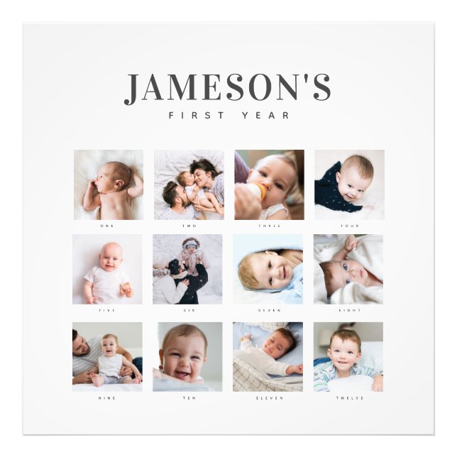 Modern Baby's First Year Keepsake Calendar Photo Print (Front)