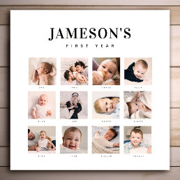 Modern Baby&#39;s First Year Keepsake Photo Calendar Canvas Print