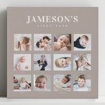 Modern Baby's First Year Keepsake Photo Calendar Faux Canvas Print<br><div class="desc">Remember your baby's first year with this modern minimalist photo collage. Simple 12 photo grid layout for every month of your newborn's start in life. Make's a beautiful gift for new parents, grandparents or other family members to hold on to these special first moments. This is the warm earth tone...</div>