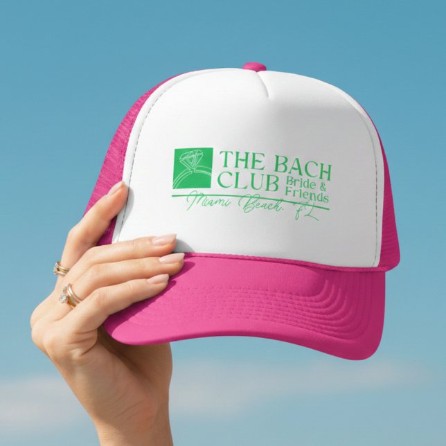 Modern Bach Club Pink Bachelorette Trucker Hat (Modern Bach Club Pink Bachelorette Trucker Hat)