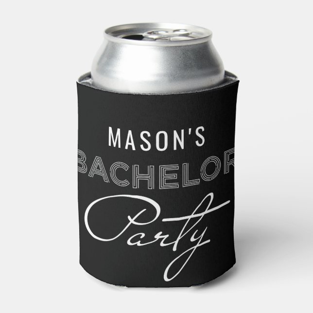Modern Bachelor Party Can Cooler Favors (Can Front)