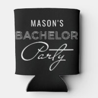 Groom and Bachelor Party Crew Squad Bachelor Party Can Coolers, Set of 12  White and Black Beer Can Coolies, Perfect Bachelor Party Decorations and as