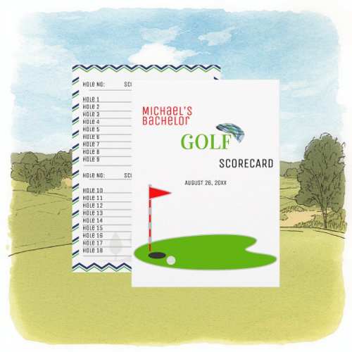 Modern Bachelor Party Golf Scorecard Card
