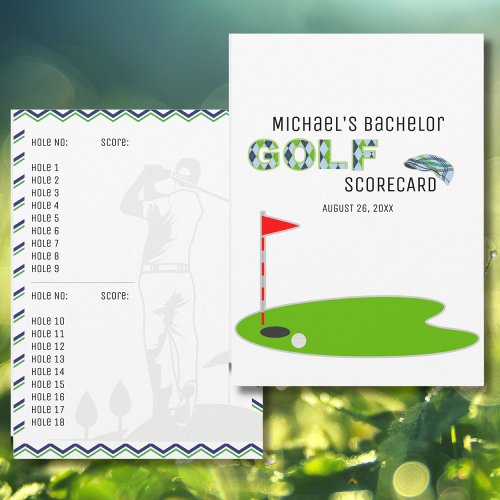 Modern Bachelor Party Golf Scorecard Card