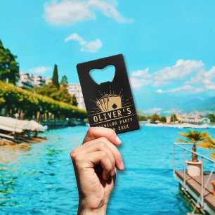 Modern Bachelor Party Poker Playing Card Casino Credit Card Bottle Opener