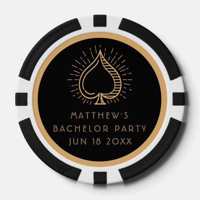 Modern Bachelor Party Weekend Ace Poker Card  Chips (Front)