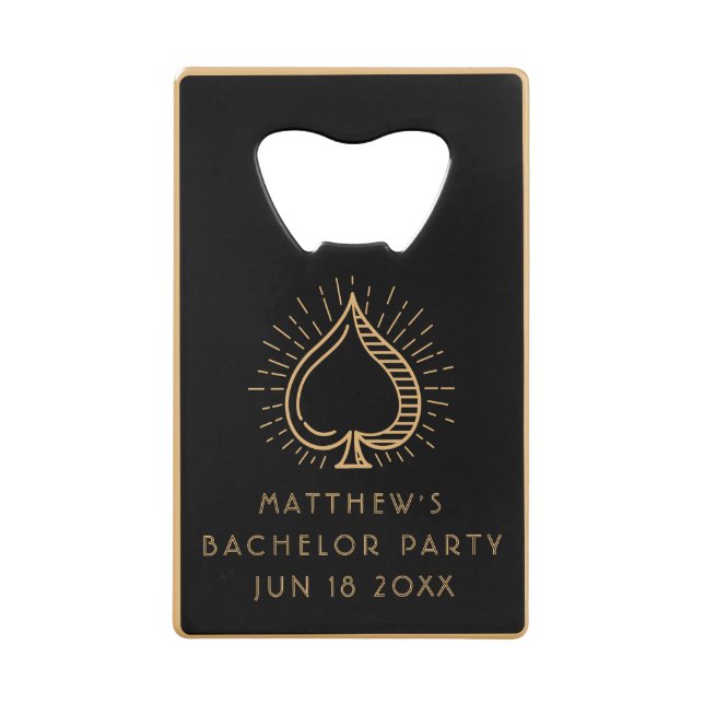 Modern Bachelor Party Weekend Ace Poker Card  Credit Card Bottle Opener (Back)