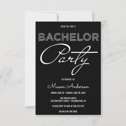 Modern Bachelor Party Weekend Itinerary Invitation