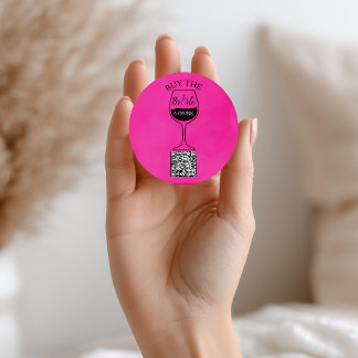 Modern Bachelorette Buy The Bride A Drink QR Code Classic Round Sticker