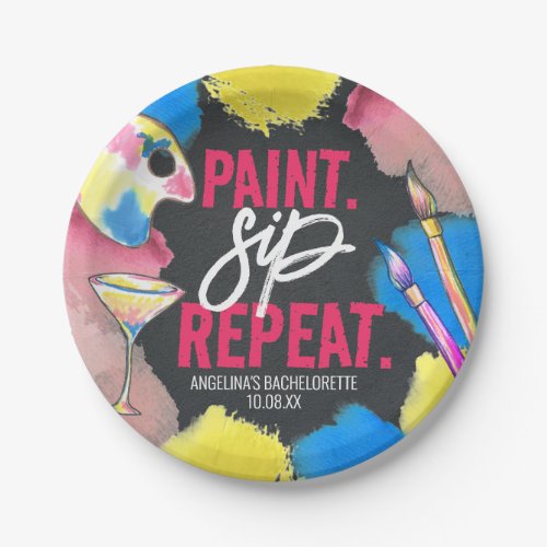 Modern Bachelorette Chalkboard Paint and Sip Paper Plates