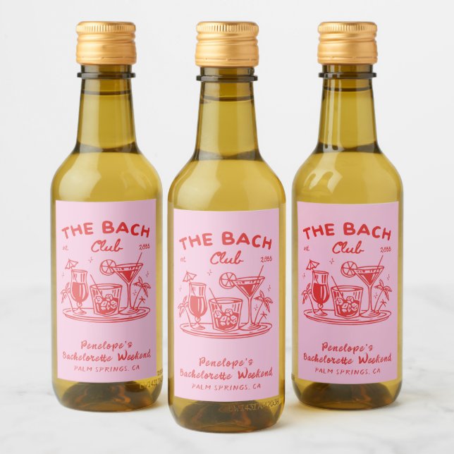 Modern Bachelorette Party Favor Mini Wine Label (Bottles)