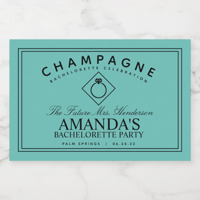 Modern Bachelorette Party Mini Sparkling Wine Labe Label (Single Label)