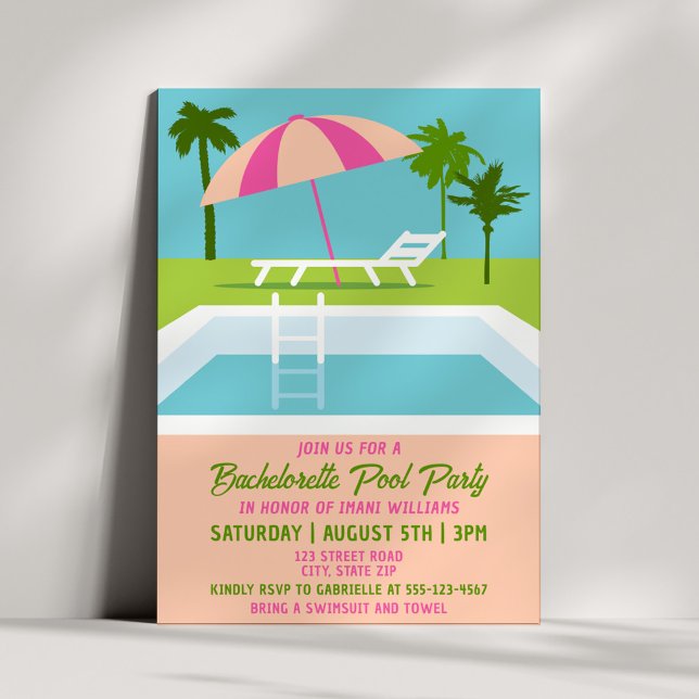 Modern Bachelorette Pool Party Summer Last Splash Invitation (Creator Uploaded)