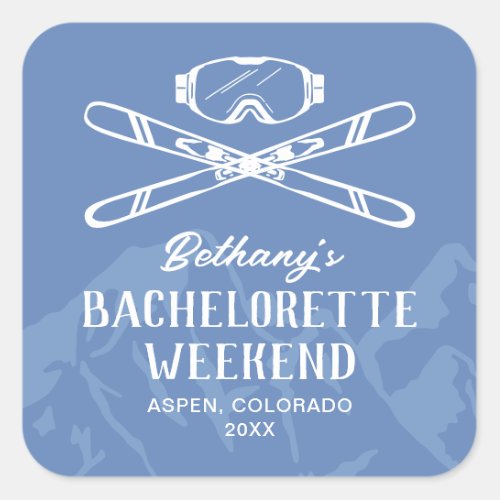 Modern Bachelorette Skiing Square Sticker