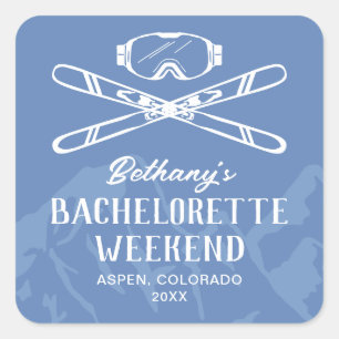Modern Bachelorette Skiing Square Sticker