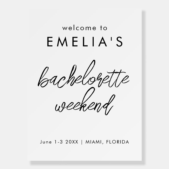 Modern Bachelorette Weekend Party Welcome Sign (Front)