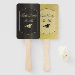 Modern Back & Gold Race Horse Derby Party  Hand Fan