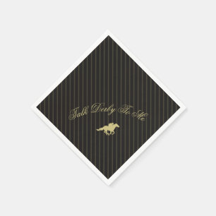 Modern Back & Gold Stripe Race Horse Derby Party  Napkins