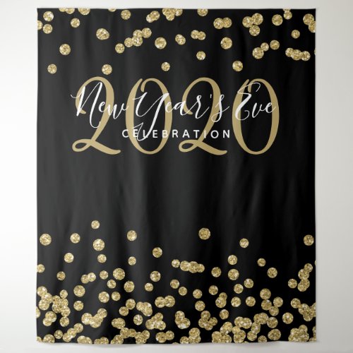 Modern Backdrop New Years Eve Gold Black Confetti